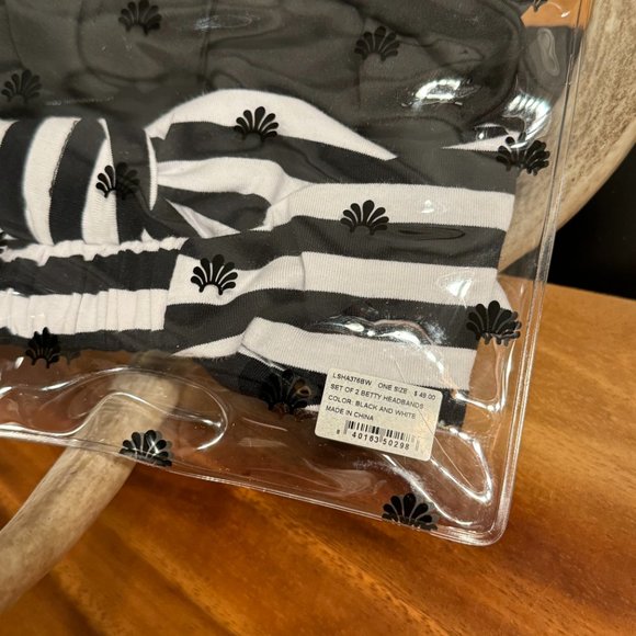 Lele Sadoughi Betty Headbands Stretch Black And White Bow Set Of 2 Brand New! - Picture 4 of 14